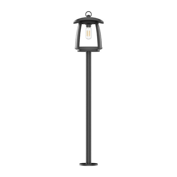 Solar LED Garden Lantern Post Light with Post - Black Finish - 4000K - LumeGen