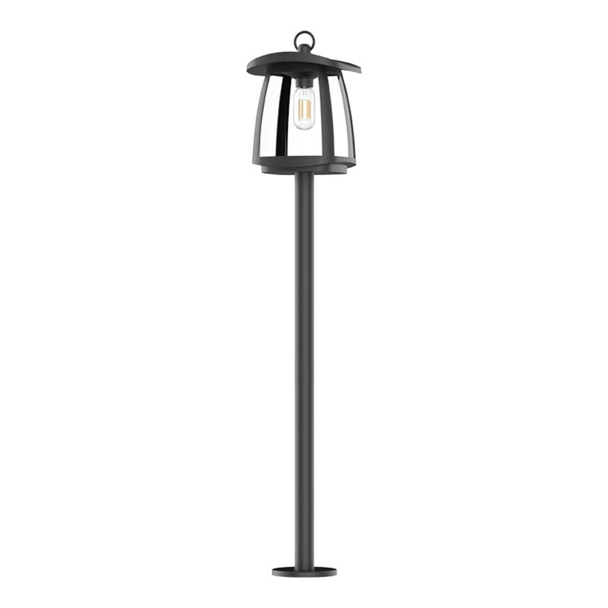 Solar LED Garden Lantern Post Light with Post - Black Finish - 4000K - LumeGen