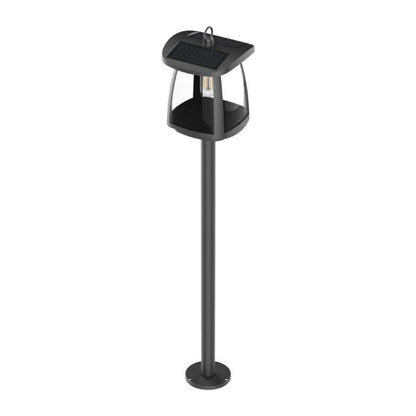 Solar LED Garden Lantern Post Light with Post - Black Finish - 4000K - LumeGen