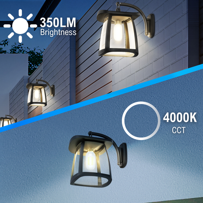 350 lumens and 4000K color temperature solar wall light