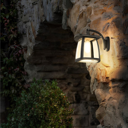solar LED wall light installed onto a wall