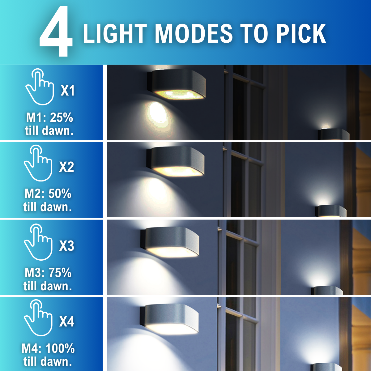 four different light modes to pick