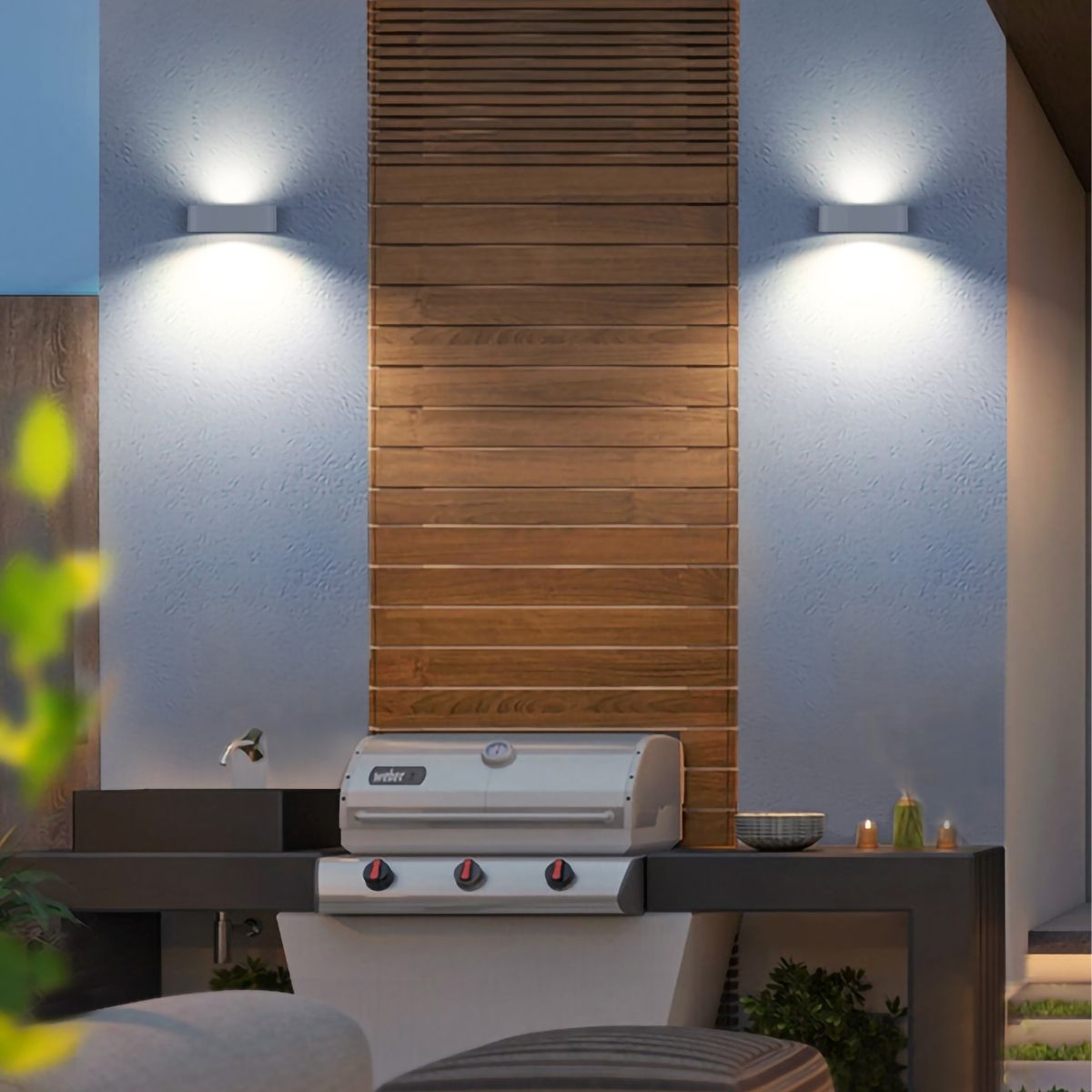 Solar LED Mini Up/Down Wall Light - White Finish - 4000K - LumeGen