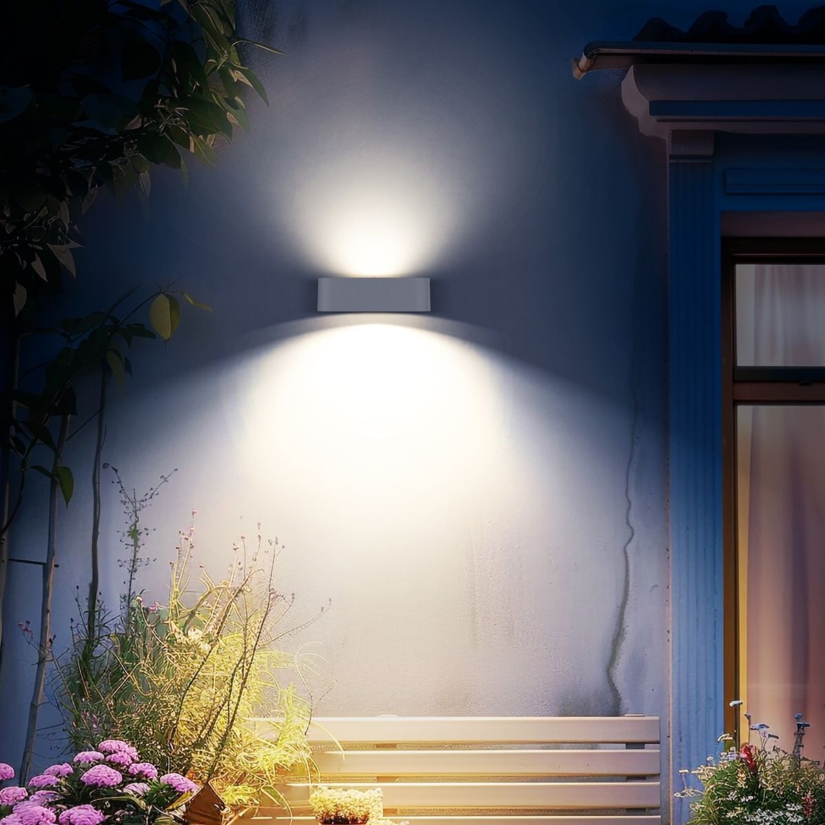 Solar LED Mini Up/Down Wall Light - White Finish - 4000K - LumeGen