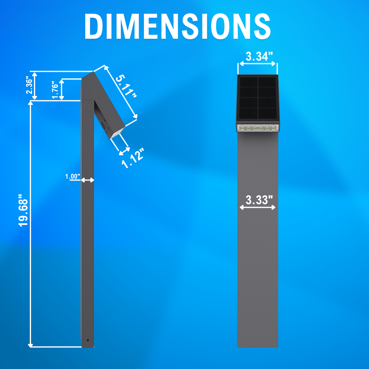 solar LED bollard light dimensions