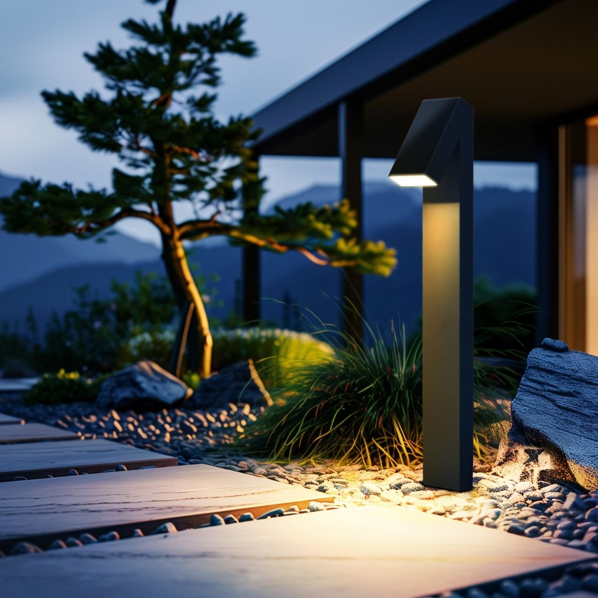 Solar LED Pathway Bollard Light - 500 Lumens - 3000K - Black Finish - LumeGen