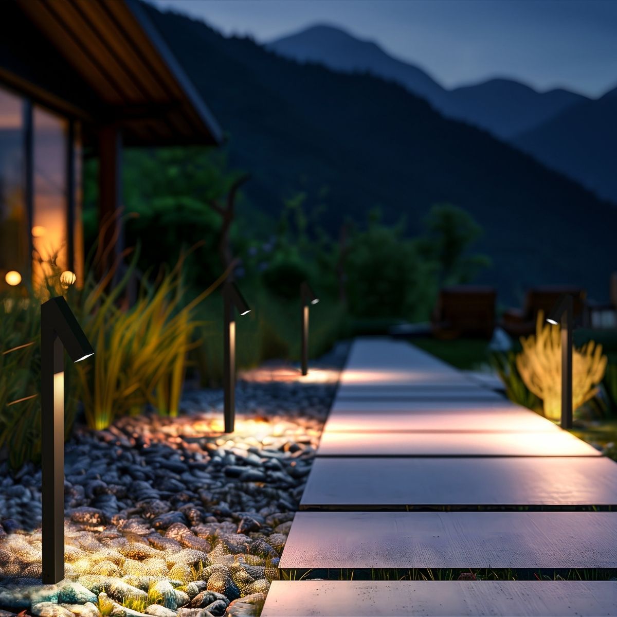 Solar LED Pathway Bollard Light - 500 Lumens - 3000K - Black Finish - LumeGen