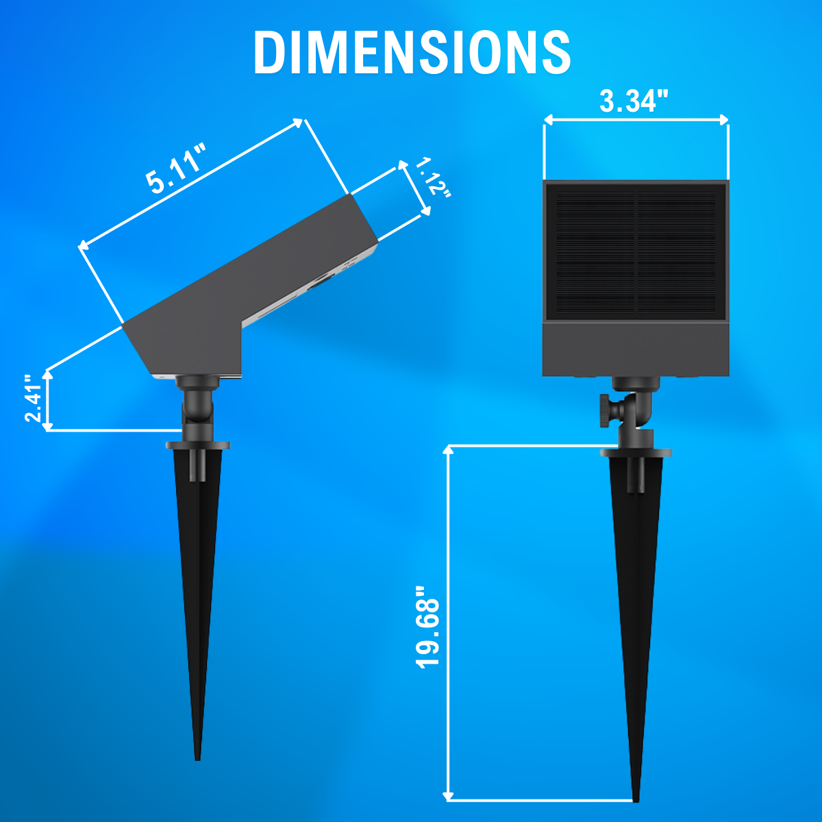 dimensions of solar spot light