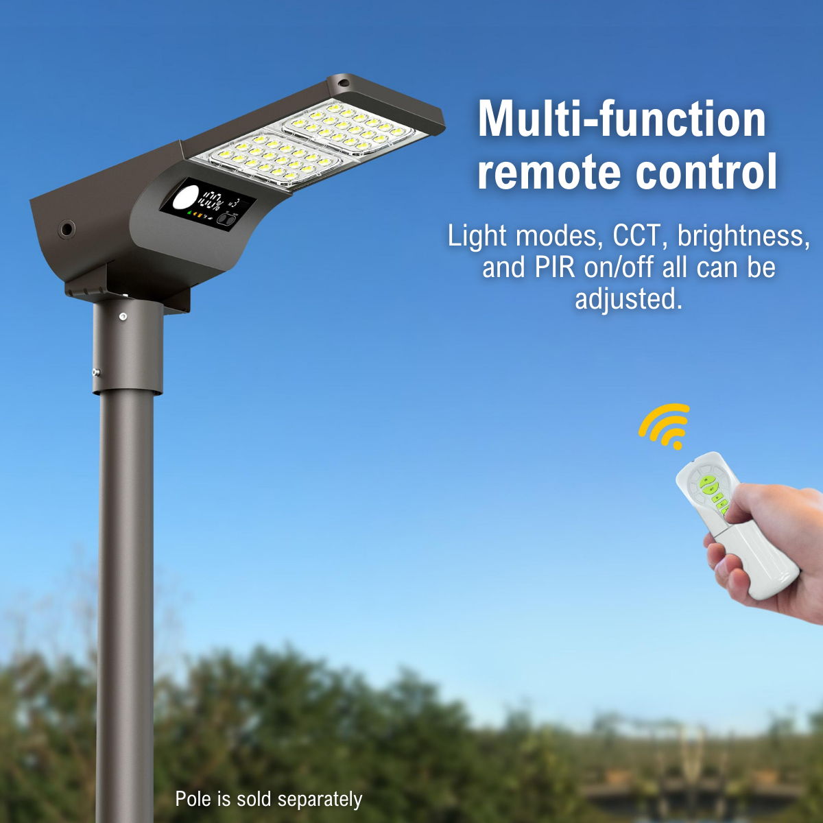 multi-function remote control can adjust light modes, CT, brightness, and PIR sensor