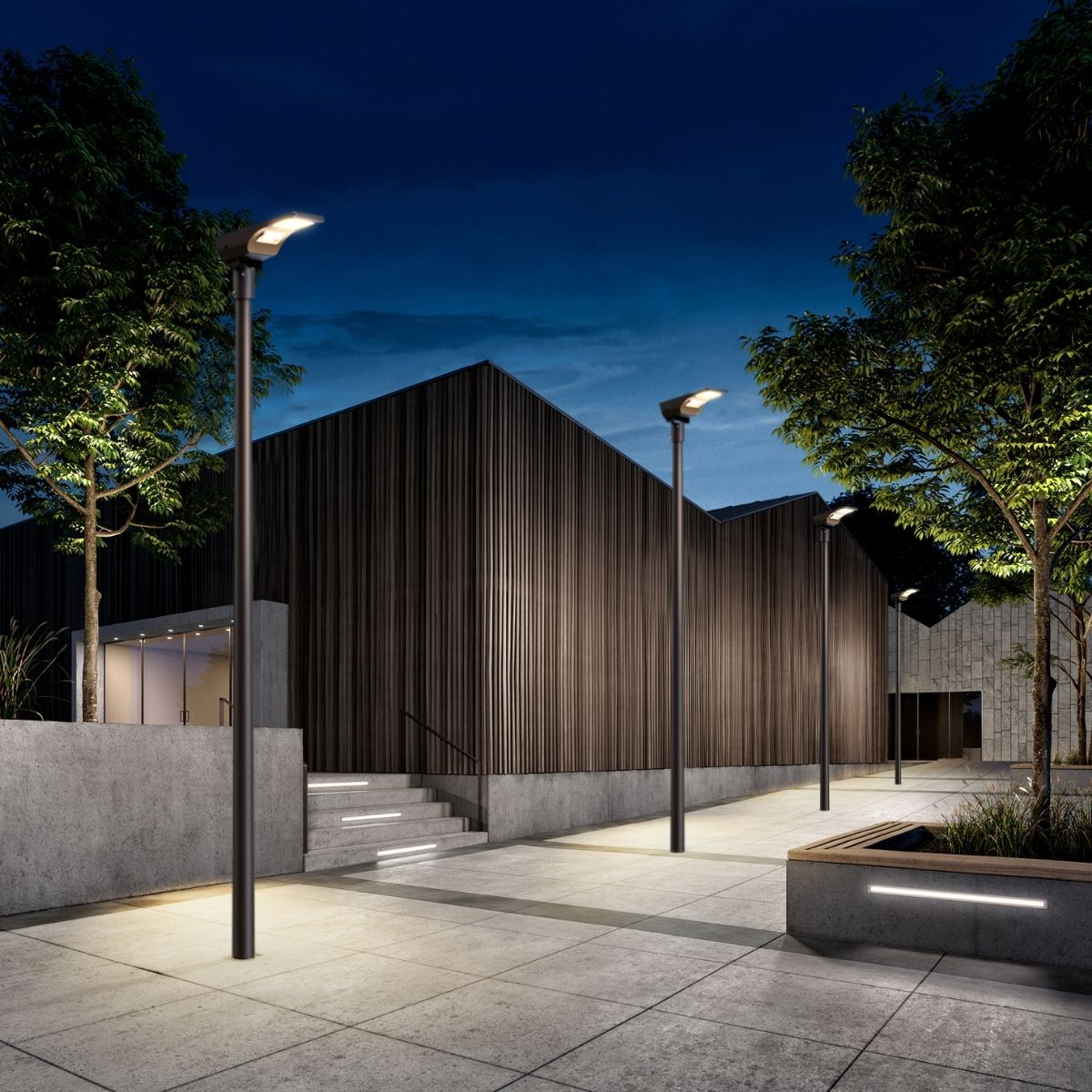 Solar LED Street Area Light - Wall or Pole Mount - 6000 Lumens - Dual Color Temperatures - LumeGen