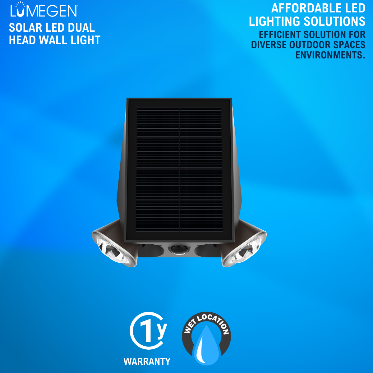 solar LED dual head wall light