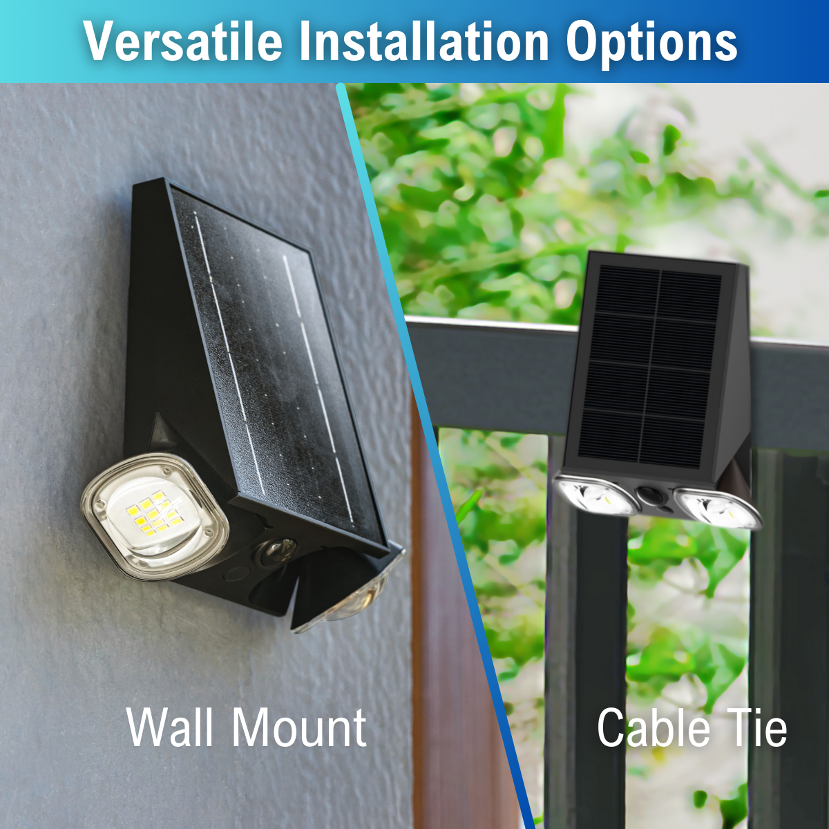 versatile installation options including wall mounted or with cable ties