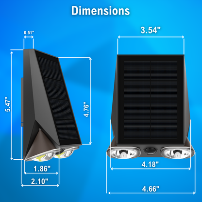 solar LED dual head wall light dimensions
