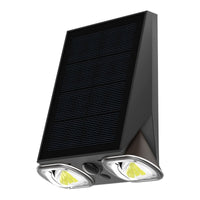 Solar LED Dual Head Wall Light - 400 Lumens per Head - 4000K - Black Finish - LumeGen