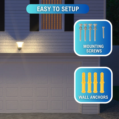 Easy to setup LED Solar Wall Light with included mounting screws and wall anchors