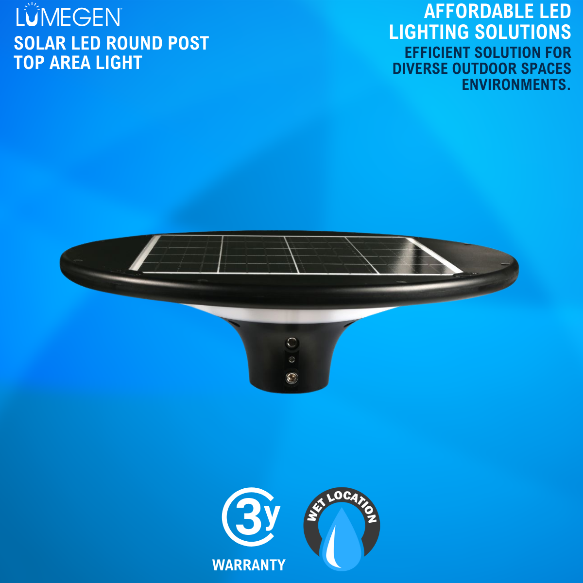 solar LED round post top area light