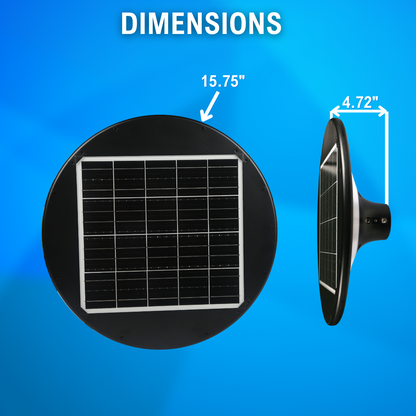 dimensions of a solar led round post top area light