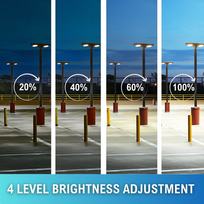 four level brightness adjustment for solar LED dual head post top area light