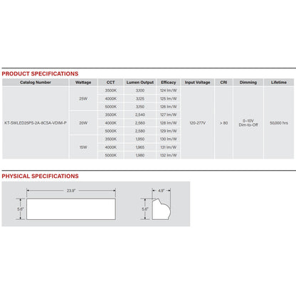 2ft. LED Wattage Adjustable & Color Tunable Stairwell Fixture - 15W/20W/25W - 3500K/4000K/5000K - Built-In Ultrasonic Sensor - 12W Smart Safe Emergency Battery Backup Included - Keystone