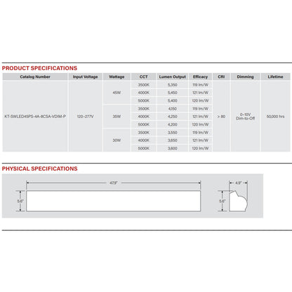 4ft. LED Wattage Adjustable & Color Tunable Stairwell Fixture - 30W/35W/40W - 3500K/4000K/5000K - Built-In Ultrasonic Sensor - 12W Smart Safe Emergency Battery Backup Included - Keystone