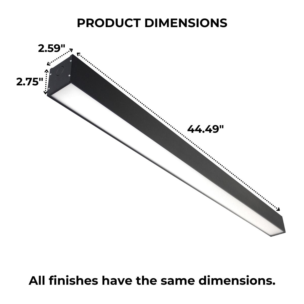 Dimensions of an LED Linear Light