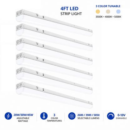 Case of 6 - 4ft LED Strip Light 5,850 Lumen Max - Wattage Adjustable 45W/30W/20W - Color Tunable 35K/40K/50K - Sensor Base