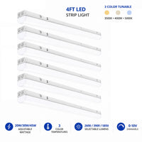 Case of 6 - 4ft LED Strip Light 5,850 Lumen Max - Wattage Adjustable 45W/30W/20W - Color Tunable 35K/40K/50K - Sensor Base
