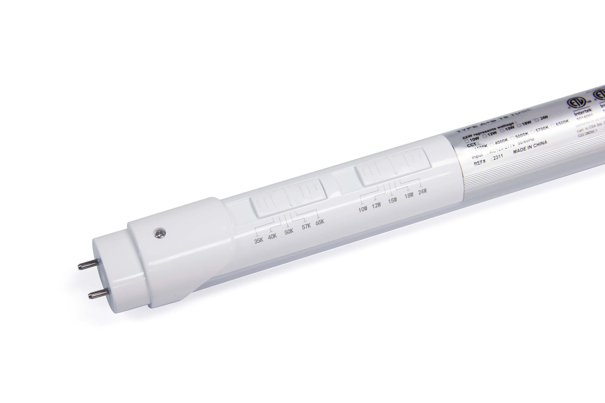 Case of 30 - 4ft LED T8 Wattage Adjustable & Color Tunable Tube - Type B - 10W/12W/15W/18W/24W - 35K/40K/50K/57K/65K - Jen Lighting
