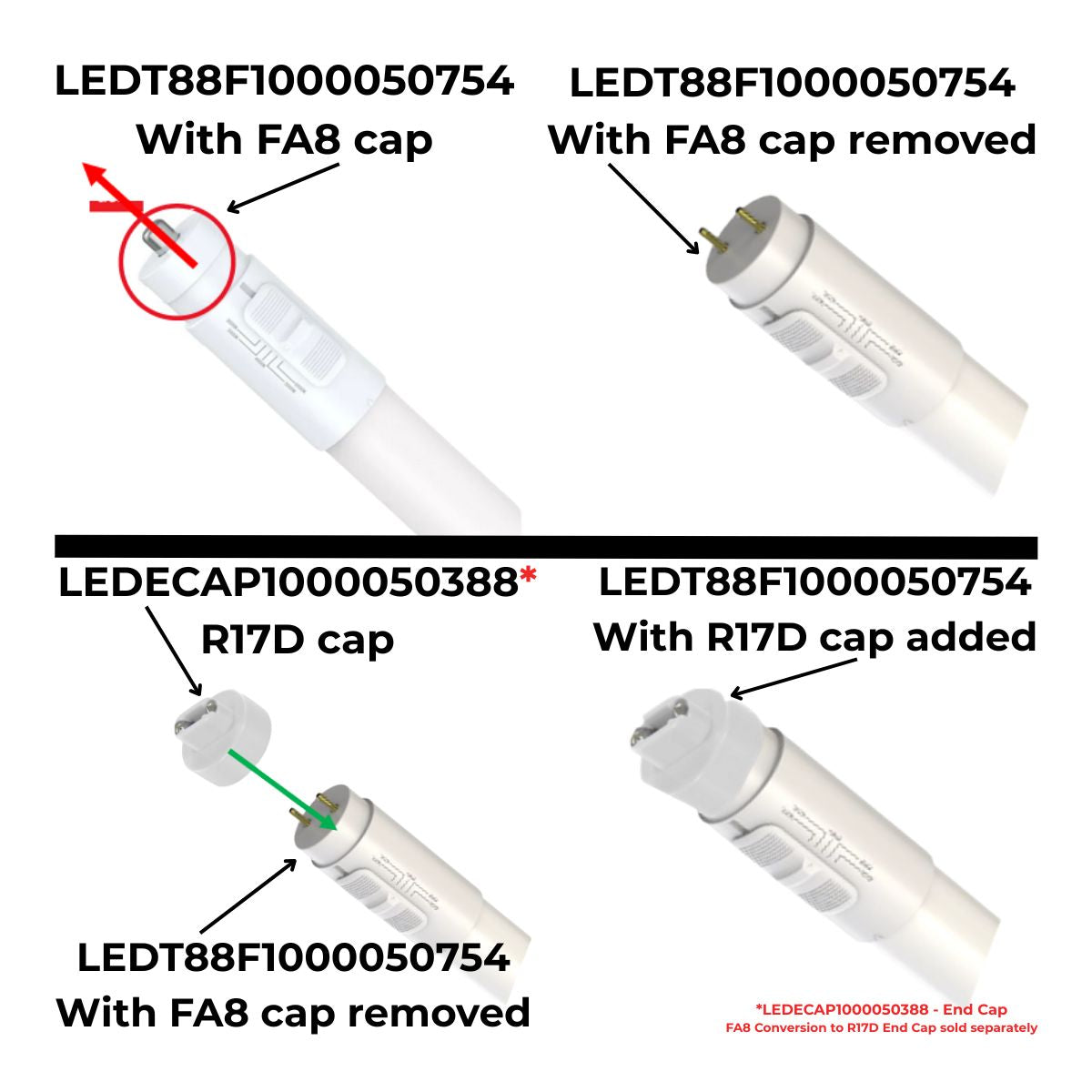 how to use cap on LED tube