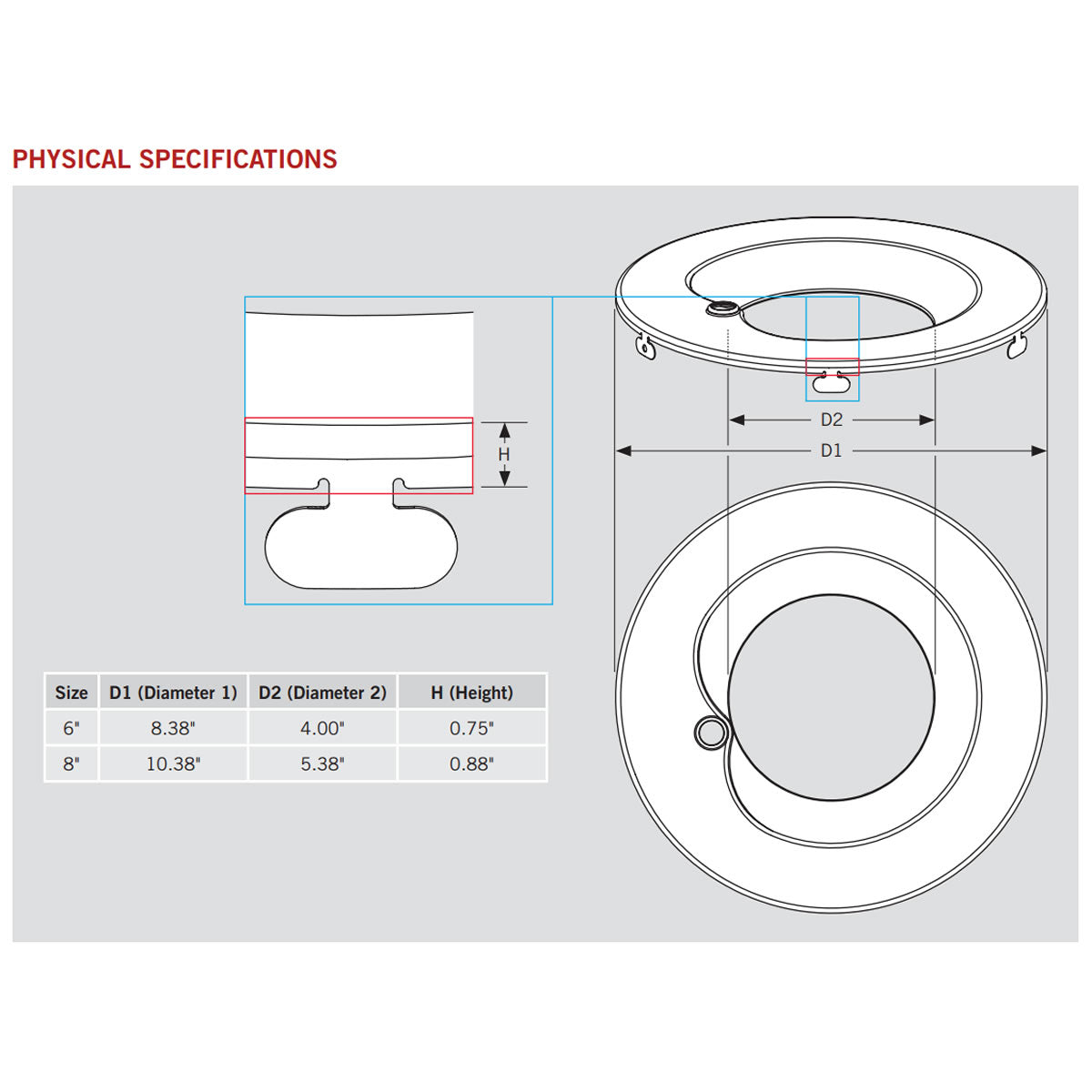 6in. Interchangeable Trim for Built-in Emergency Driver Downlights - Matte Black - Keystone