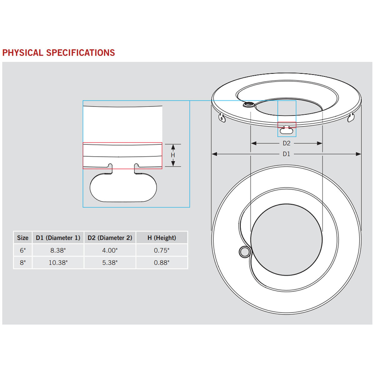 8in. Interchangeable Trim for Built-in Emergency Driver Downlights - Matte Black - Keystone