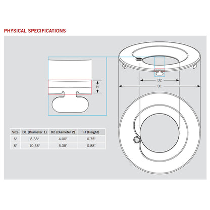 8in. Interchangeable Trim for Built-in Emergency Driver Downlights - Brushed Nickel - Keystone