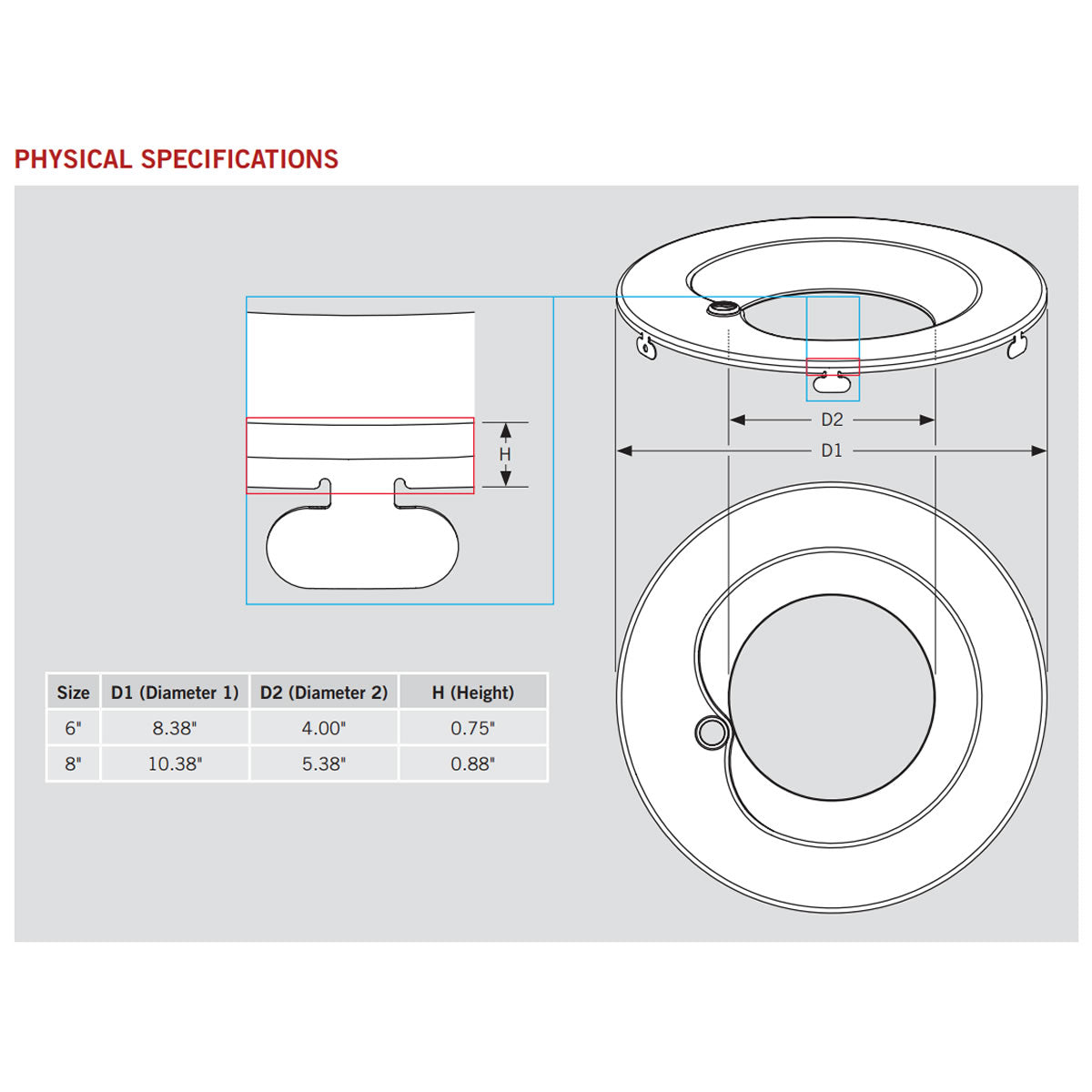 8in. Interchangeable Trim for Built-in Emergency Driver Downlights - Bronze - Keystone