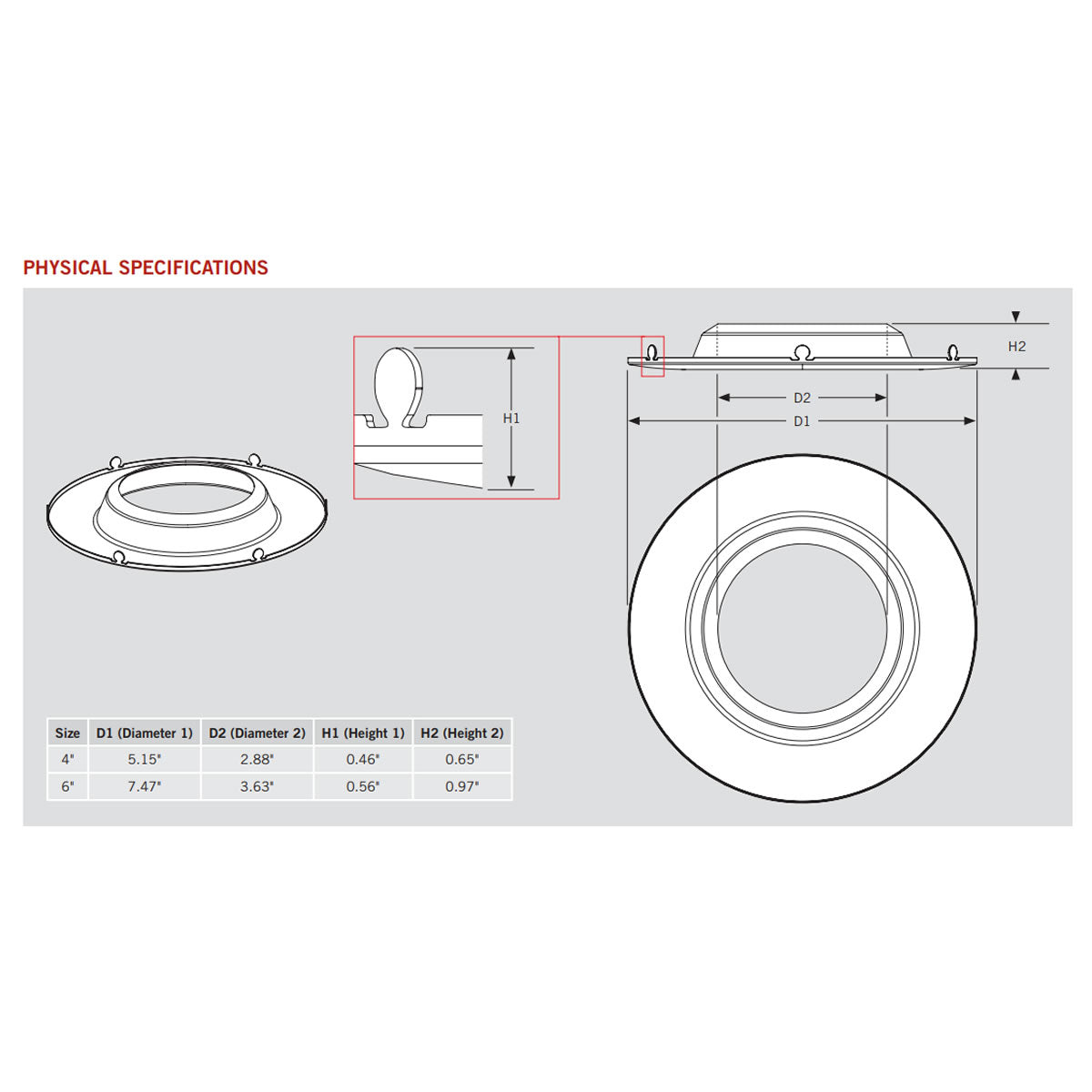 6in. Interchangeable Trim for Retrofit Downlights - Brushed Nickel - Keystone