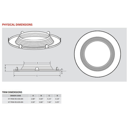6in. Interchangeable Trim for Baffled Retrofit Downlights - Brushed Nickel - Keystone