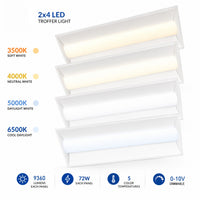 Case of 4 - 2x4 LED Troffer Light - Wattage Adjustable up to 72W - 5 Color Switchable