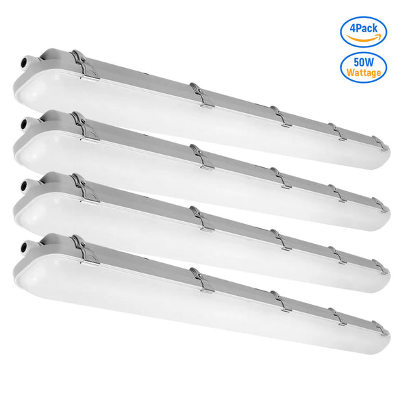 Case of 4 - 8ft LED Tri - Proof Vapor Tight Light 10,000 Lumens Max - Wattage Adjustable 40/50/60/70/80W - Color Tunable 35K/40K/50K/57K/65K