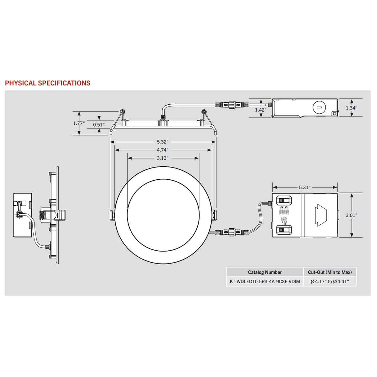 4in. LED Wattage Adjustable & Color Tunable Slim Wafer Downlight - 8.5W/9.5W/10.5W - 2700K/3000K/3500K/4000K/5000K - Keystone