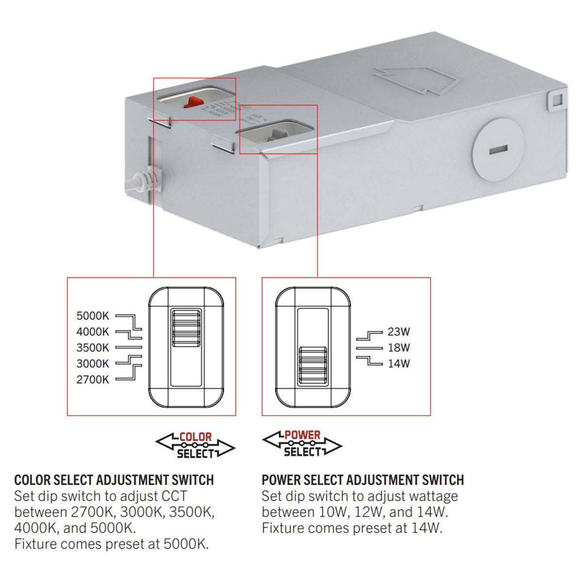 8in. LED Wattage Adjustable & Color Tunable Slim Wafer Downlight - 14W/18W/23W - 2700K/3000K/3500K/4000K/5000K - Keystone