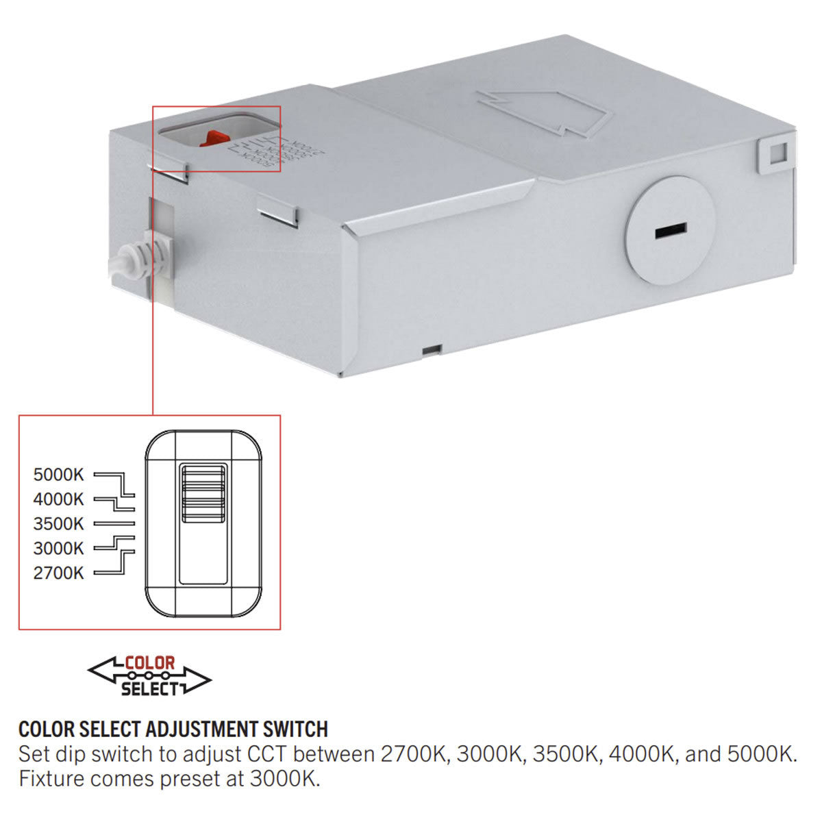 4in. LED Color Tunable Recessed Wafer Downlight - 9W - 2700K/3000K/3500K/4000K/5000K - Keystone