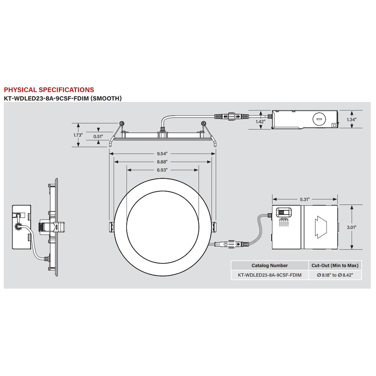 8in. LED Color Tunable Recessed Wafer Downlight - 23W - 2700K/3000K/3500K/4000K/5000K - Keystone