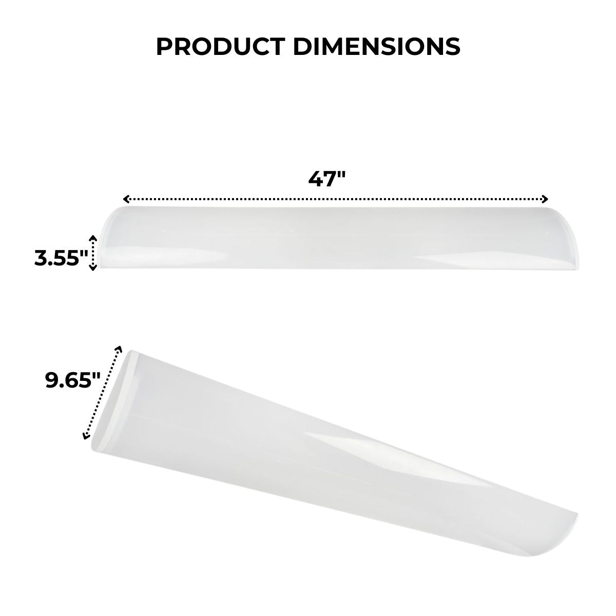 Dimensions shown for an LED Wrap Light