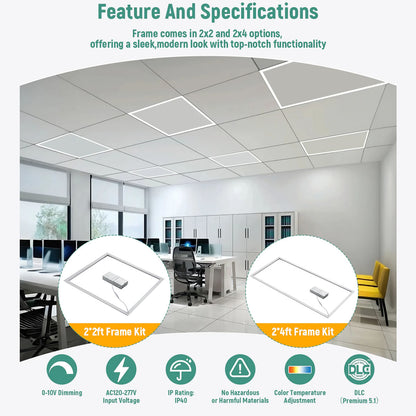 LED Frame Light 120-277V 5000/7500 Lumens ETL DLC Premium | 40W 2x2FT | 60W 2x4FT
