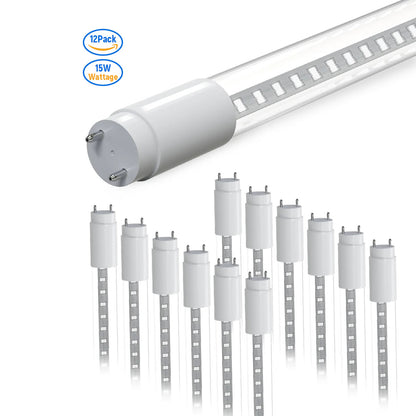 LED Glass Tube Type B 120-277V 2100/2250 Lumens UL Listed | 15W/18W 4FT Clear/Milky