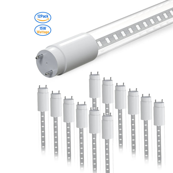 LED Glass Tube Type B 120-277V 2100/2250 Lumens UL Listed | 15W/18W 4FT Clear/Milky