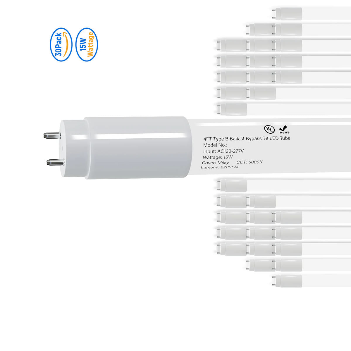LED Glass Tube Type B 120-277V 2100/2250 Lumens UL Listed | 15W/18W 4FT Clear/Milky