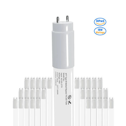 LED Glass Tube Type B 120-277V 2100/2250 Lumens UL Listed | 15W/18W 4FT Clear/Milky