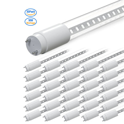 LED Glass Tube Type B 120-277V 2100/2250 Lumens UL Listed | 15W/18W 4FT Clear/Milky