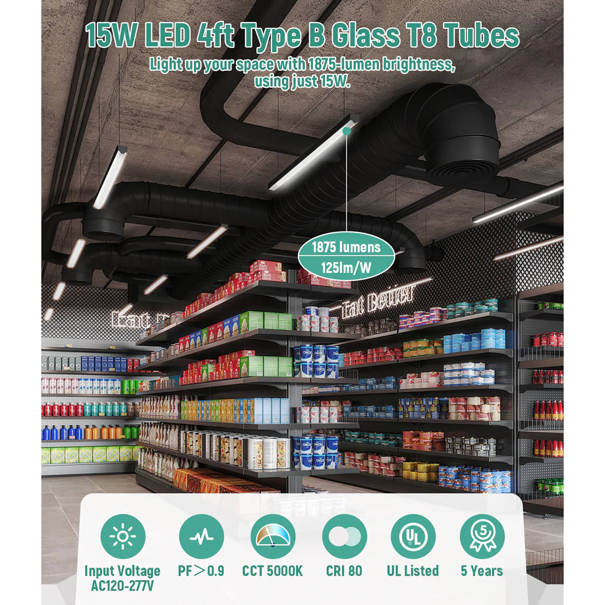 LED Glass Tube Type B 120-277V 2100/2250 Lumens UL Listed | 15W/18W 4FT Clear/Milky