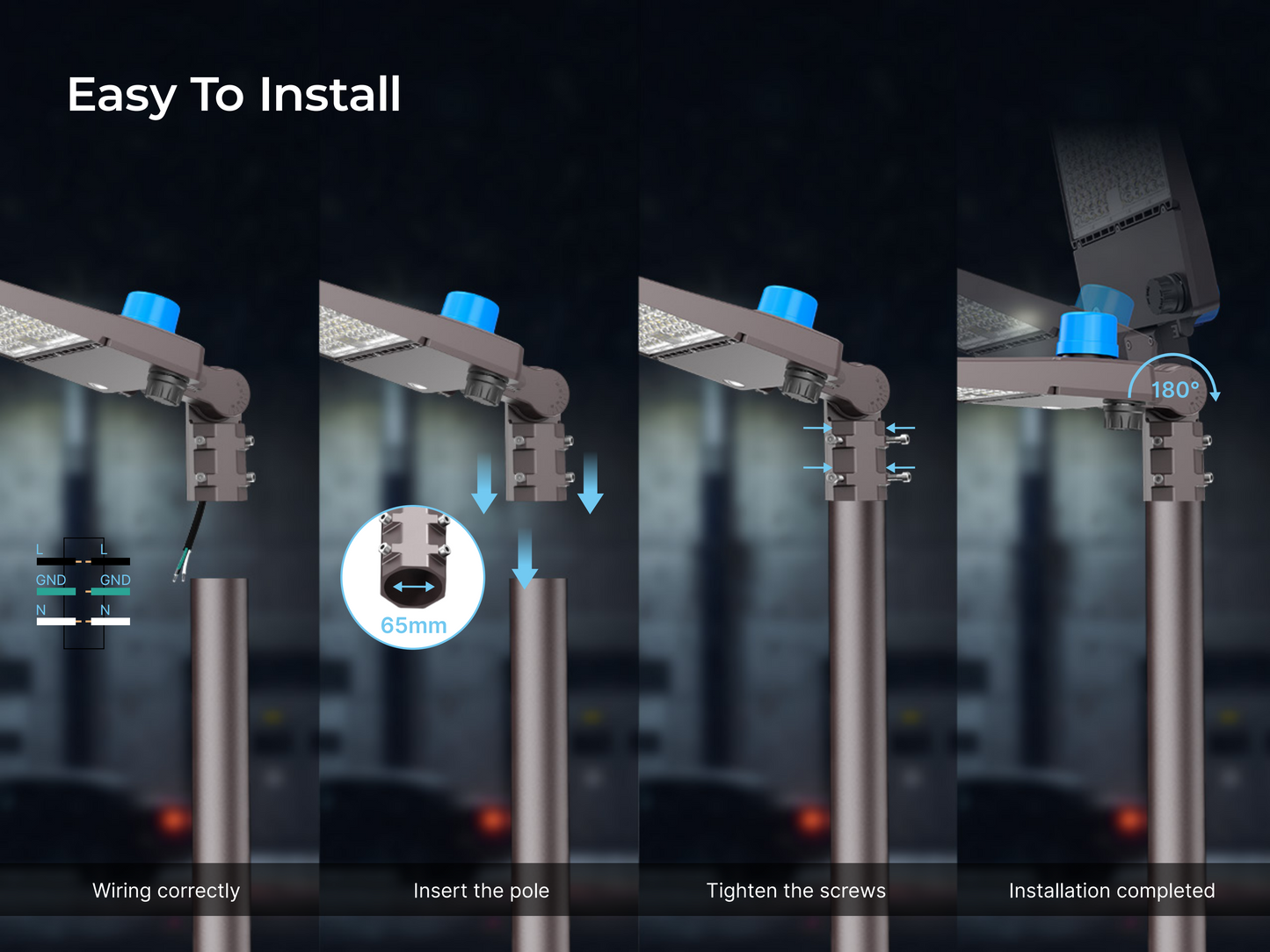LED Area Light 300W/350W/400W/450W/500W Wattage & 3CCT Selectable 120-277V 80,000LM